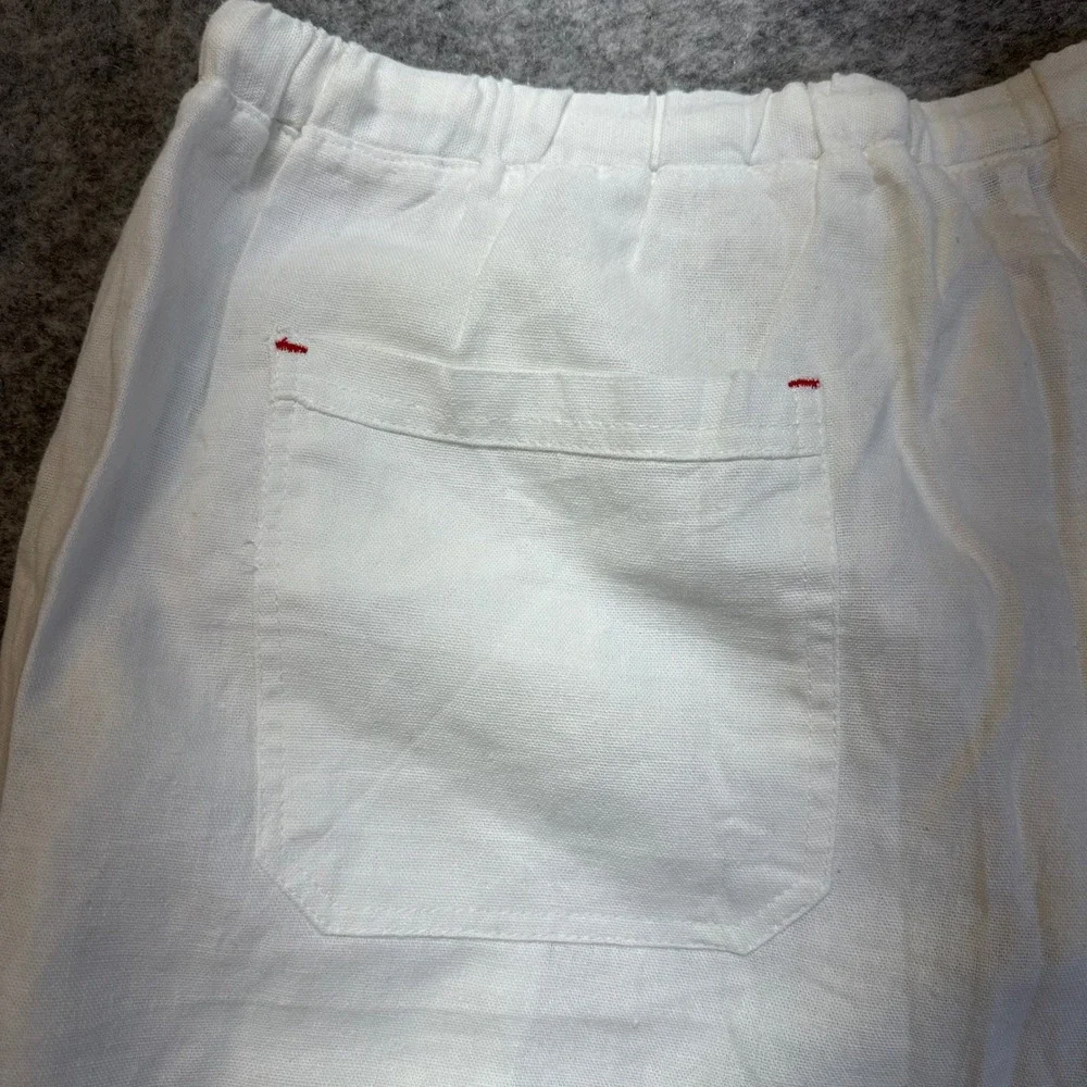 Linen Drawstring Pants Mens XL White New Casual Straight Leg
